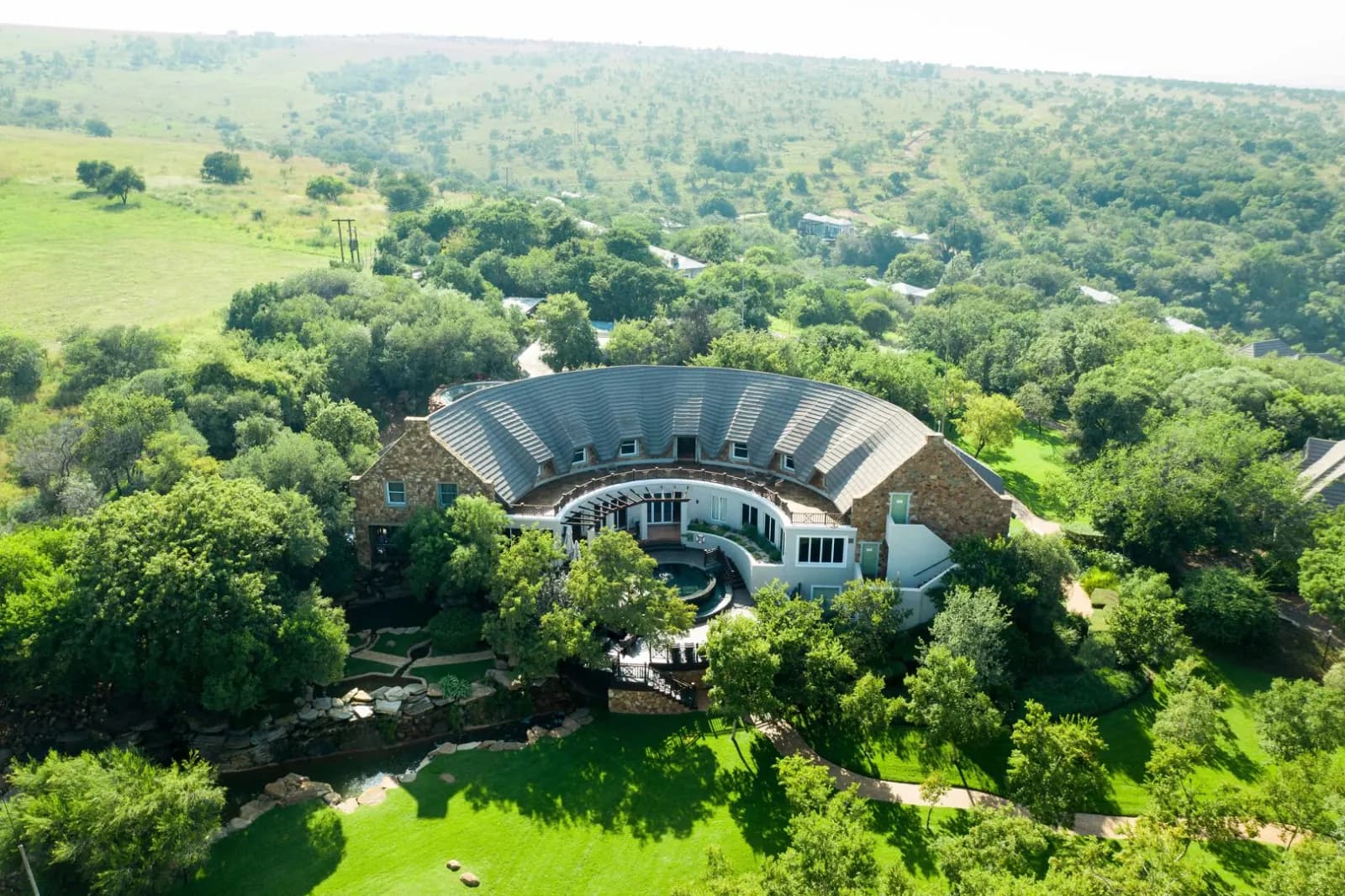 Aerial view of Mount Grace Hotel and Spa in the Magaliesberg